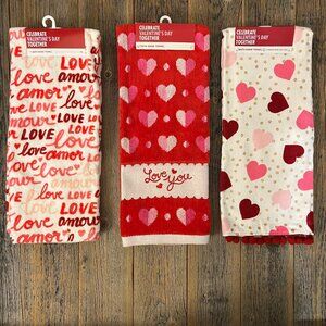 Valentine’s Day Hand Towels Set of 3 NWT